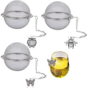 Infusers for Loose  3 Sets  Infuser Loose Leaf  Steeper  Stainless Steel Ball Mesh  Strainer Filters with Metal Pendant (Metal )