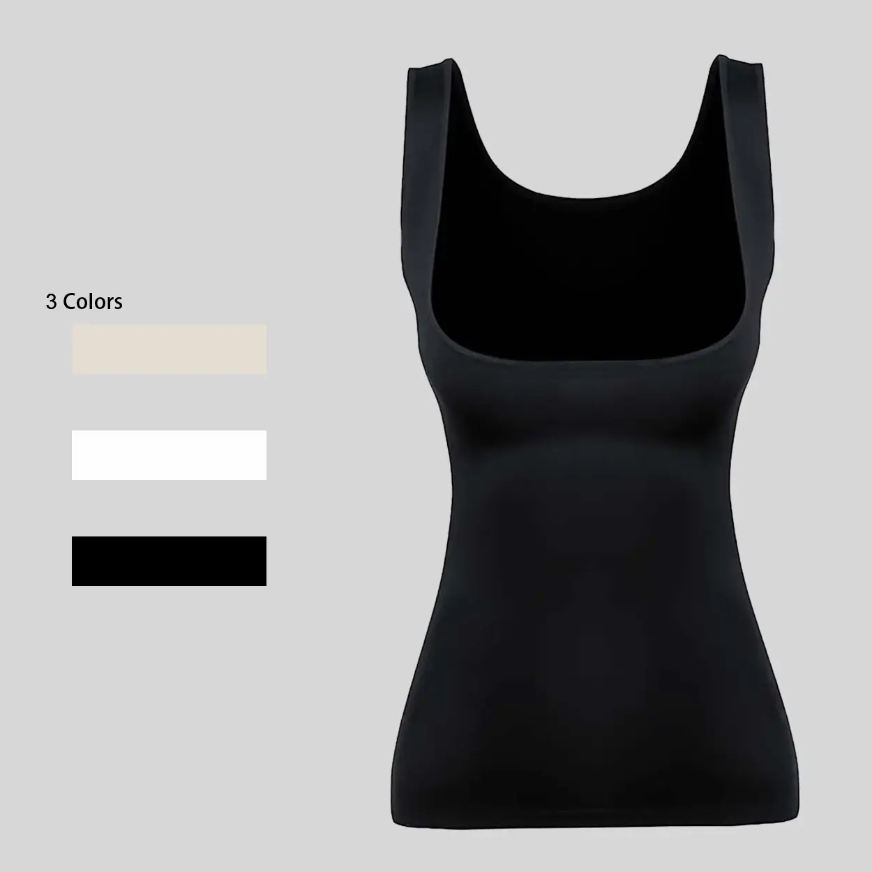 3-Piece Seamless Shaper Tank Tops for Women, Plain Fitted Body Contouring Cami with Tummy Control & Push Up Support, Racerback, Nylon, Lightweight, Body Control Shapewear Tops, Breathable Shapewear Tops