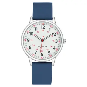 Nurse quartz watch with silicone strap, night light, water-resistant, large digits