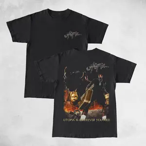 Travis Utopia Is Where Ever You Are Double Sides Front And Back Premium T-Shirt Cotton Unisex Shirt Rap Shirt Rapper Rap Tee Hiphop Shirt Music Tour Merch Gift for Him Gift For Her Vintage Y2K Hoodie Sweatshirt