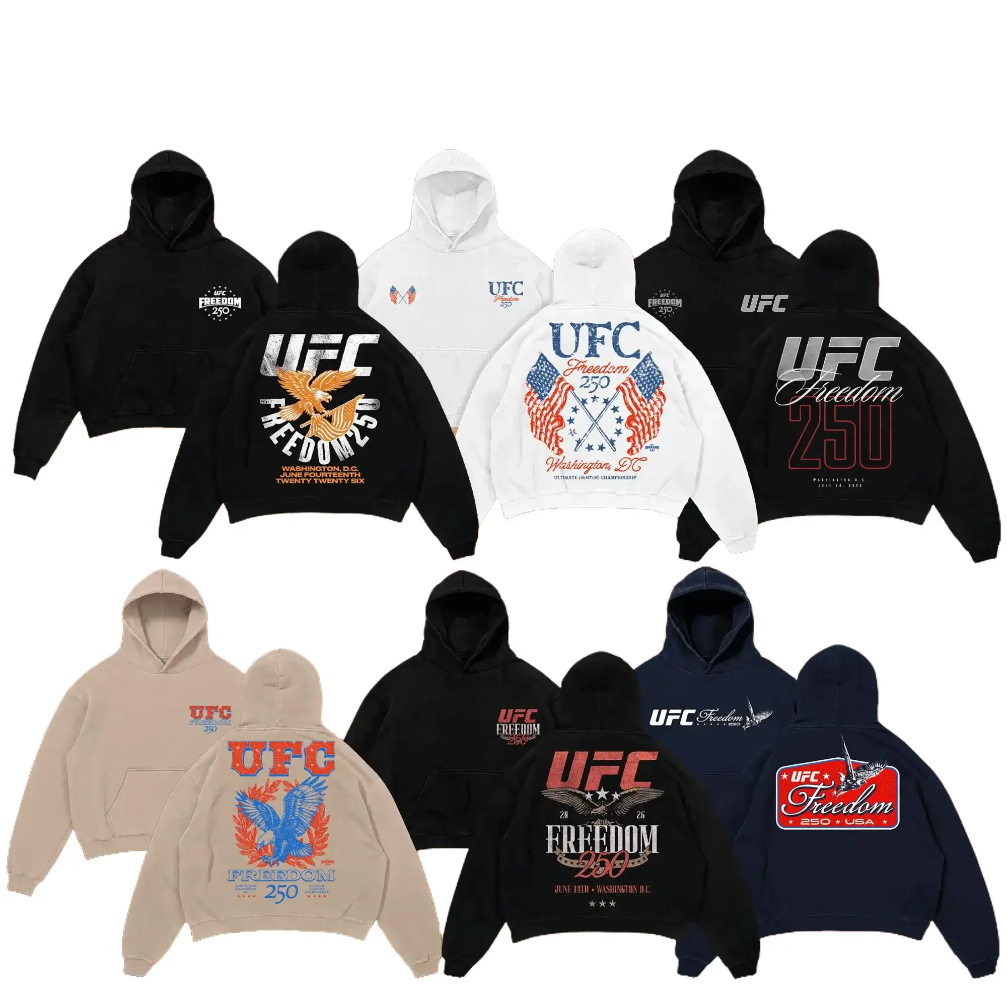 UNDISPUTED UFC Freedom 250 Collection Heavy Cotton Hoodie Shirt UFC White House Tshirt UFC Fan Apparel Menswear Direct-to-garment Breathable Printing