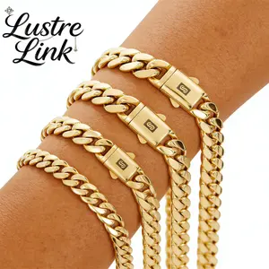 14K Gold Vacuum Plated Stainless Steel with Copper Black "S" Ear Clasp Miami Cuban Link Chain 6-14mm Necklace, Italy & Mexico Micro-Inspired Jewelry for Women & Men – Luxury Daily Wear, Fashion Gift, Chicano, Classic, Hip Hop, Simple, Sporty, LGBT