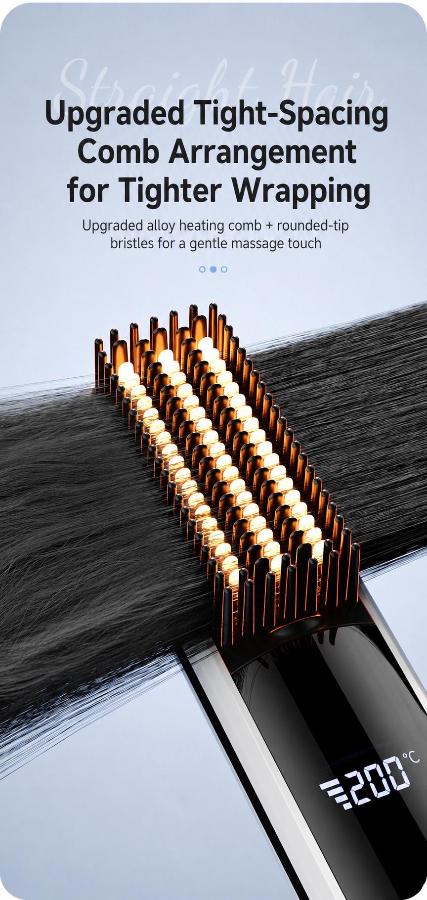 Lightweight Hair Straightener Brush with MCH Rapid Heating, 3 Temp Levels & Cool Air Styling, Fast Charging Travel Ready Hair Tools with Digital Display, Adjustable, Cordless, Anti-Frizz, Dual Voltage, Smooth, Straightening Curly Hair Lightweight Hair Straightener Brush with MCH Rapid Heating, 3 Temp Levels & Cool Air Styling, Fast Charging Travel Ready Hair Tools with Digital Display, Adjustable, Cordless, Anti-Frizz, Dual Voltage, Smooth, Straightening Curly Hair