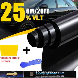 Premium Window Tint Film -25% VLT 20" x 20FT Privacy Protection, UV Block, Heat Reduction - Front Window, Windshield, Sun Strips