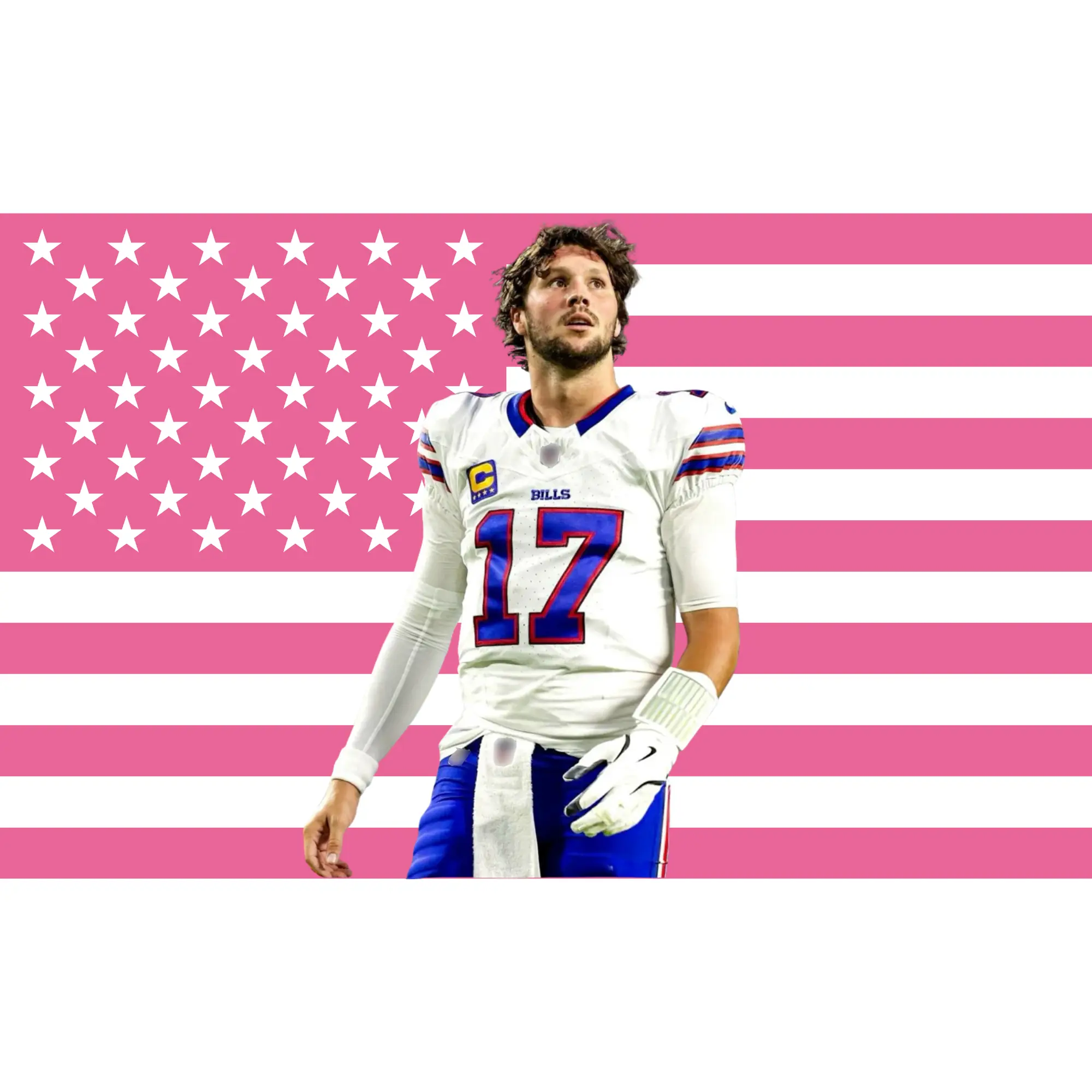 Josh Allen Pink American Flag Tapestry 3x5FT, Football Wall Decor, Aesthetic Pink USA Flag Banner, Fan Room Decoration, Josh Allen Inspired Wall Art,jjk,drug,funny