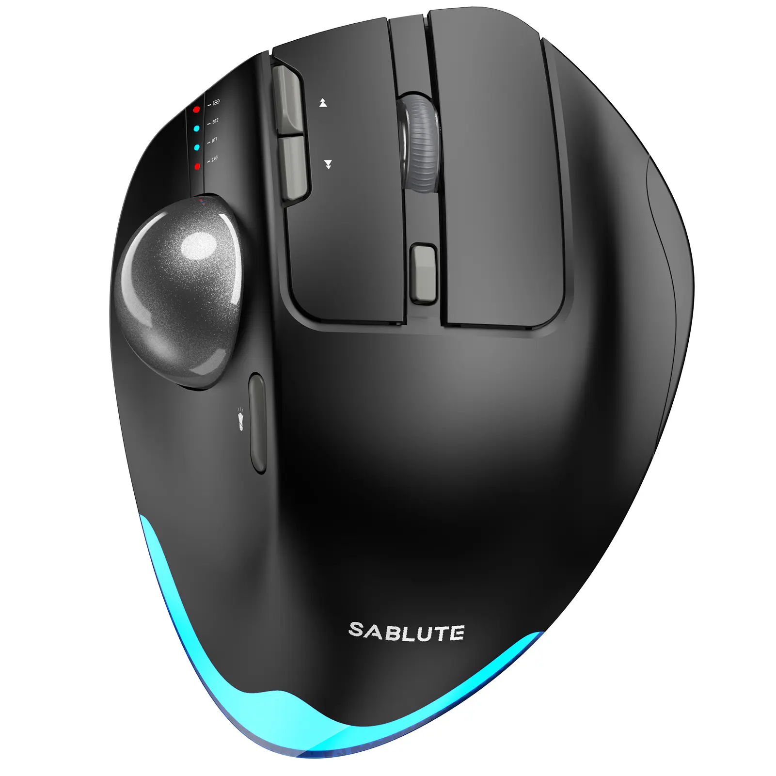Wireless Trackball Mouse, Ergonomic Bluetooth Rechargeable Computer Mouse, Backlit Rollerball Thumb Laptop mice with 5 Level DPI, Adjustable Angle, 3 Devices Connection for PC, Mac, Windows