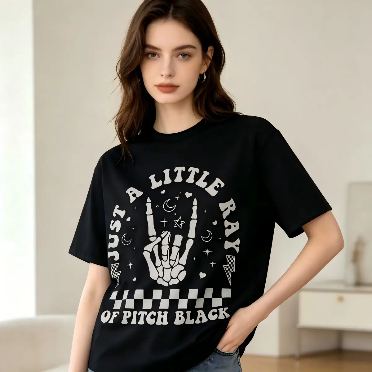 Unisex Just A Little Ray Of Pitch Black Goth Dark Humor Grunge Emo T-Shirt