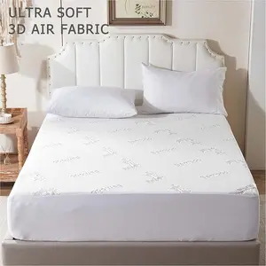 【BEDLORE】Dark Bamboo Leaf Waterproof Fitted Sheet, Soft Breathable & Dust-Resistant Fabric with Deep Pocket Fit for 6–18 Inch Mattresses