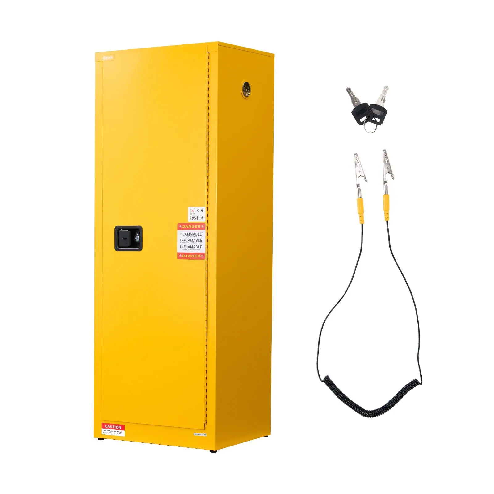 【Summerfinds】VEVOR Flammable Cabinet,23.2 x 18.1 x 65.0 inch23 Gallon Flammable Storage Cabinet with Adjustable ShelfCold-Rolled and Galvanized Steel Fire Cabinetsfor Commercial Industrial Home UseYellow