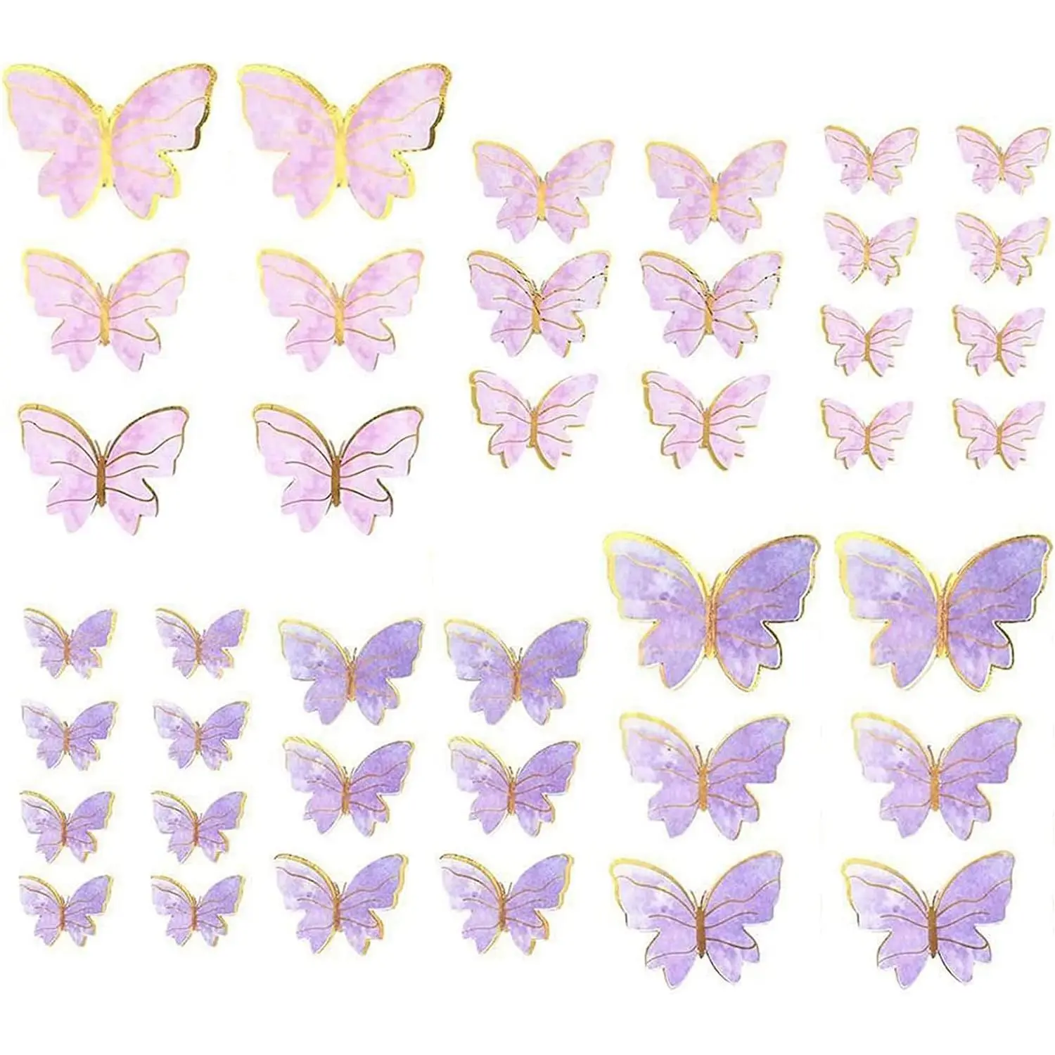 40-Count Synthetic Glitter Finish 3D Butterfly Decorations - DIY Decoration, Wedding Party Cake & Cupcake Toppers, Golden Accents, Wall Stickers for Room Decor