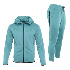 Men's Pro Motion UltraTech Fleece two piece Set Hoodie Athletic Casual Elastic Joggers Matching Streetwear Stretch Clothing Pockets Zipper track suit Contrast