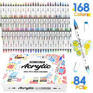 24/48/72/96/120/168 Colors Acrylic Paint Pens,Dual Tip Brush Markers, Dual Tone Brush Tip Acrylic Markers,Double Tipped Acrylic Paint Pens for Fabric, Canvas,DIY, Canvas Art Supplies, DIY Projects