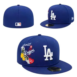 LA Dodgers New Era 59FIFTY Fitted Cap – California Edition MLB Hat, Blue Flat Brim Baseball Cap, Streetwear Snapback Style