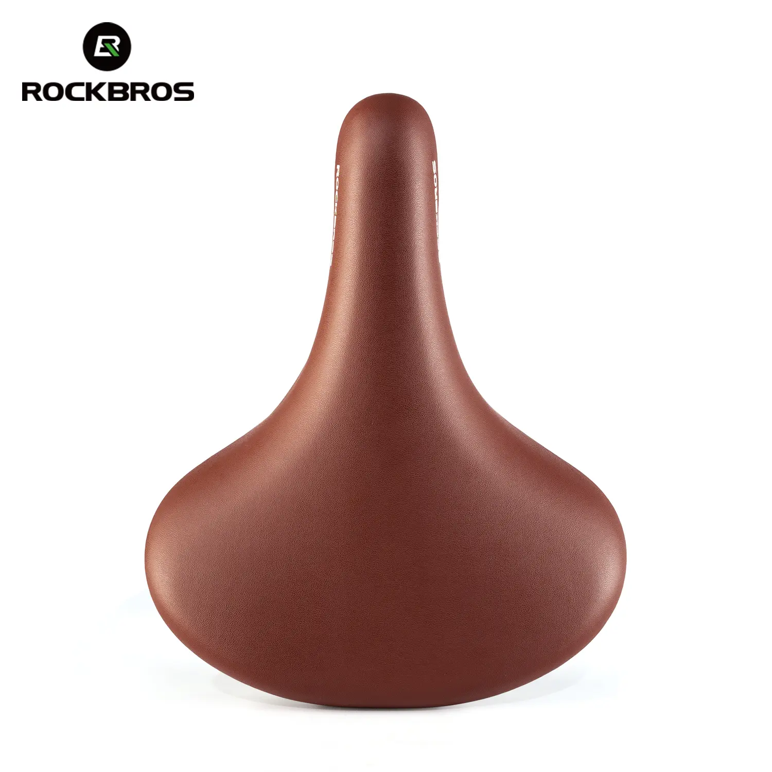 ROCKBROS Unisex Wide Comfort Bike Seat - Polyurethane Foam, Faux Leather, Waterproof, Vintage Brown Saddle - Retro Universal Fit for Leisure Bicycles, Cruiser, Mountain Bikes, Shields Against Light Rain