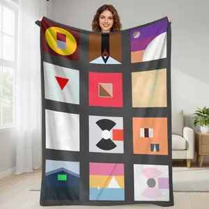 Modern Geometric Art Flannel Blanket  Abstract Minimalist Pattern Design  Soft Warm Cozy Lightweight Durable  Perfect for Living Room Decor Bedroom Sofa Office Lounge Gift Housewarming summerwins