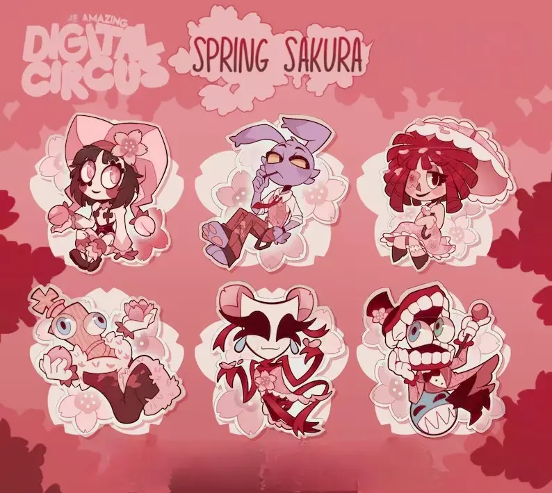 The Digital Circus Spring Sakura Acrylic Keychain - Tadc Merch Gangle Caine Ragatha Indie Animation Keychains, Cute, Durable, And Perfect For Bags, Keys, Or Gifts. Great For Daily Use Or As Thoughtful Little Gifts For Your Friends And Yourself.