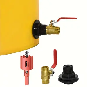 3 Pcs Rain Barrel Bulkhead Fitting Kit, Durable PVC Connector with Brass Valve, 1/2" Thread Adapter, Leakproof for Gardening & Tanks, Rain Barrel Fittings