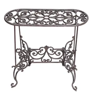 Sungmor Heavy Duty Cast Iron Potted Plant Stand Garden Table - Metal Flower Pot Stands - Decorative & Vintage Style Indoor Outdoor Corner Shelf for Planters Vases Lanterns Ornaments Books and More