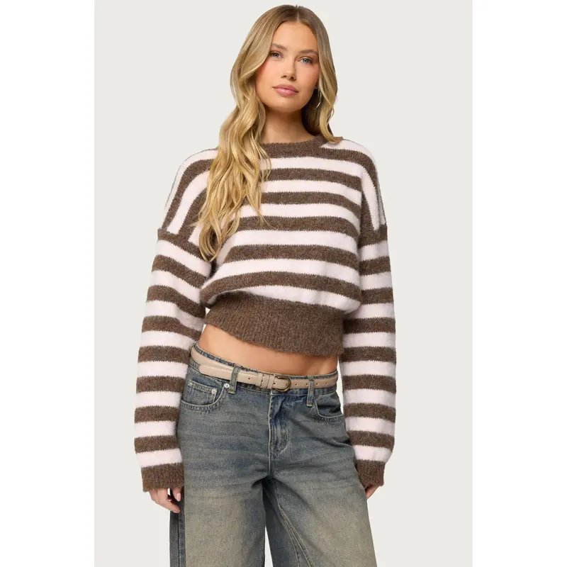 Penelope Fuzzy Striped Sweater