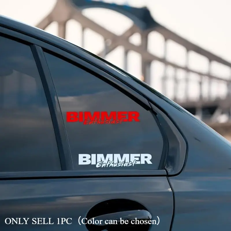 1PC Bimmer Logo Car Sticker | For BMW Cars, Notebooks, Red/White Enthusiast Slogan Design, Car Decal, Automotive Decals