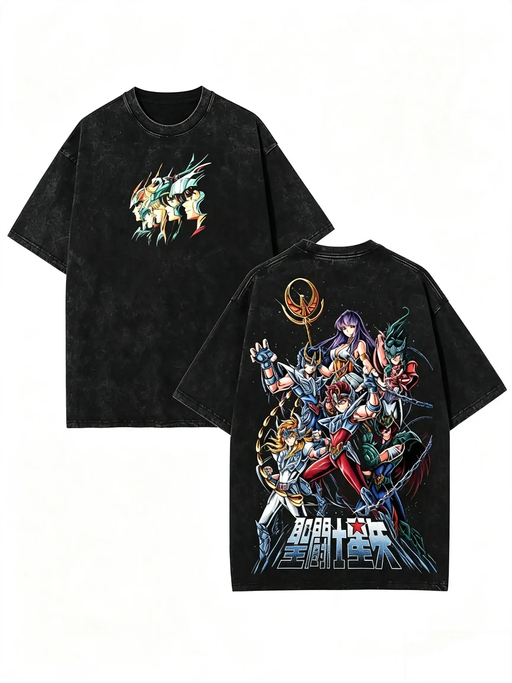 Saint Seiya Vintage Washed T-Shirt Pegasus Seiya Bronze Saints Graphic Apparel Oversized Heavy Cotton，unny vintage tee，unisex top tee，s day shirt，gift shirt,casual streetwear top funny meme tee