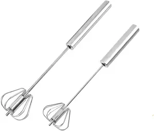 Stainless Steel Egg Whisk, Digead Hand Push Rotary Whisk Blender, whisks for cooking, Hand Push Mixer Stirrer for Blending, Whisking, Beating & Stirring (10+12in)