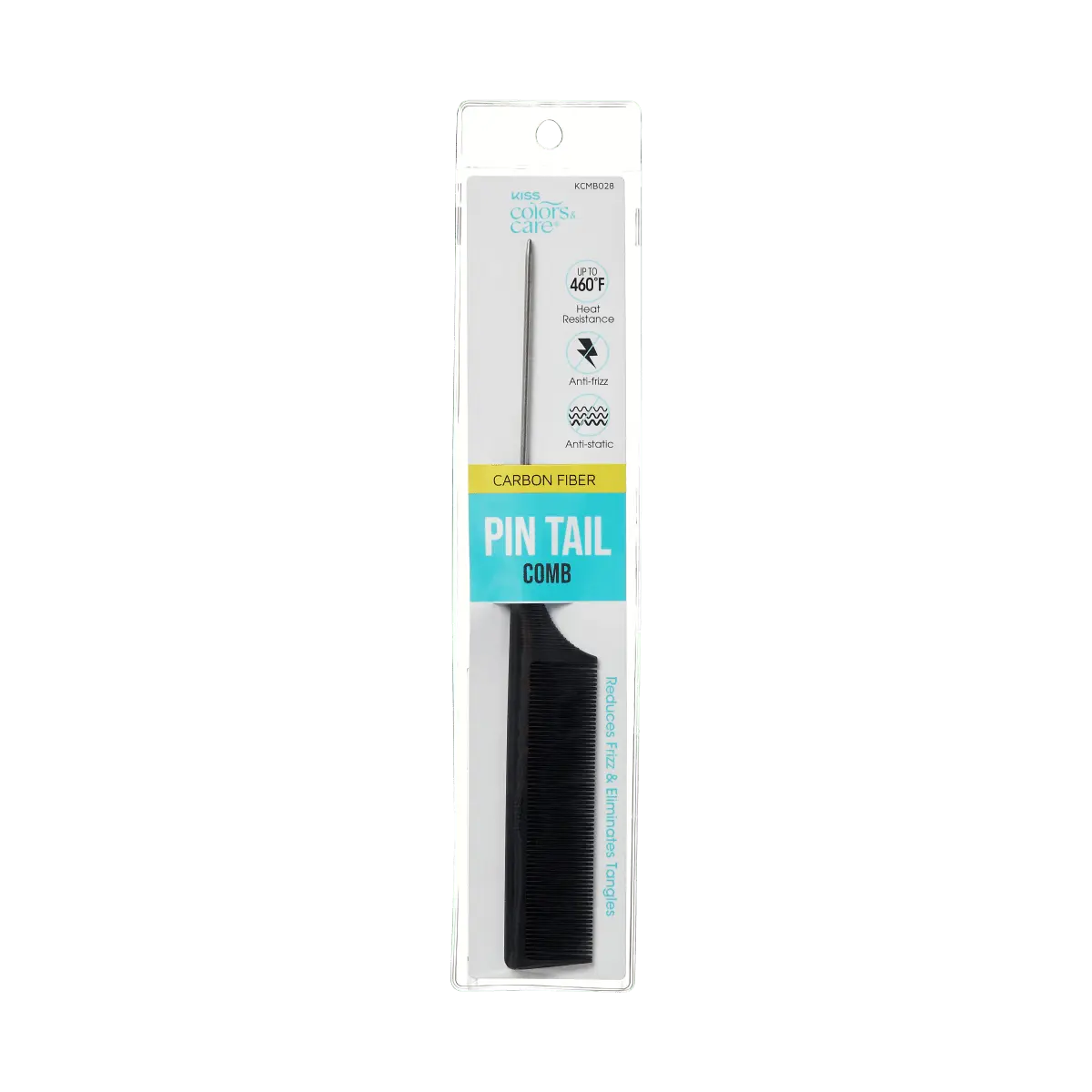 Kiss Colors & Care Professional Carbon Fiber Pin Tail Comb | Parting Comb, Rat Tail Comb