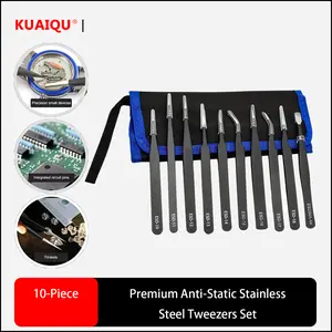 10pcs Premium Anti-Static Stainless Steel Tweezer Set for Father's Day - Ultra-Precise, Industrial-Grade Tools for Home Repair, Model Making & Electronics - Durable, Corrosion-Resistant with Ergonomic Design