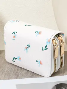 Fashionable cash credit card bag, double zipper floral print easy to carry multiple card slots for storage, multiple card slots for easy credit card slots, multi-purpose women's wallet card bag