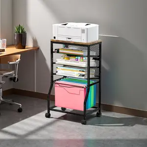 5-tier rolling file cart with lockable wheels, mobile desktop file organizer with hanging folder drawers, practical printer stand, suitable for offices, homes, schools