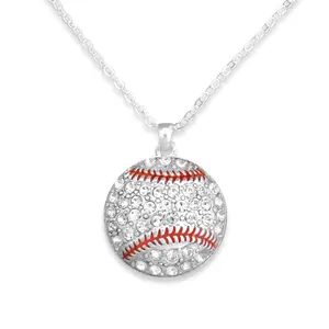 Everything Baseball Sports Jewelry Gift - Baseball Crystal Stone Necklace