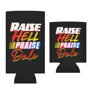 Funny Raise Hell Praise Dale Black Collapsible Can Coolie for 12 oz & 16 oz Cans Portable Drinkware Bottle Cooler Perfect Gag Gift Nascar Racing