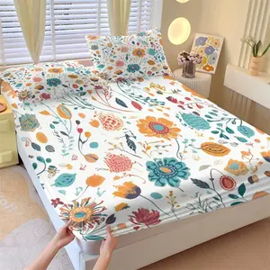 Various Floral Pattern Bedding Set, Floral Sheets, Soft Fabric, Comfortable Sleep, Perfect Gift for Kids and Adults, Includes 1 Fitted Sheet and 2 Pillowcases