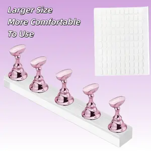 Magnetic Press-On Nail Display Stand, Includes 200 Pieces Dual-Sided Tape, Ideal for Home DIY Manicure Salon, Show & Practice Nails, Fake Nails