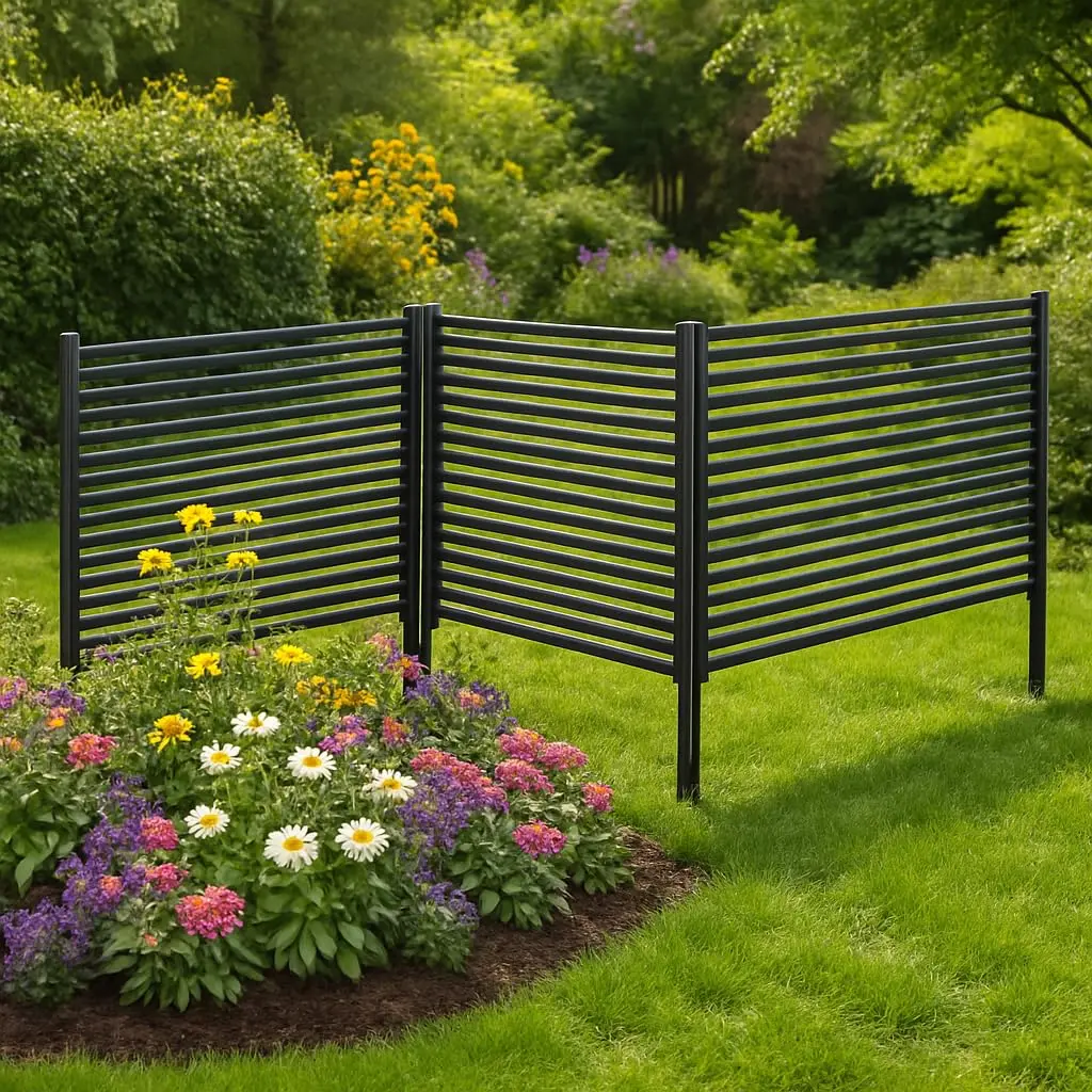 Garvee No-Dig Outdoor Privacy Fence Panels - 3-Pack 48"H x 106"W Rustproof Metal Decorative Screen - Expandable, Freestanding Garden Divider and Yard Barrier for AC, Pool, Trash - Easy to Install