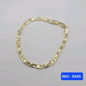 Bracelet Unisex Fashion Laminated-Gold Small Adult size 7.5 inches 5 millimeters wide Jewerly Accessory.