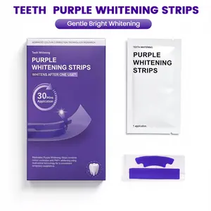 Purple Teeth Whitening Strips - 7/14 Applications for 30min, - Safe for Enamel - Tooth Stain Treatment - Non Sensitive Teeth Whitening - Peroxide-Free, Yellow Teeth Stain Correction & Effective Colour Enhancement