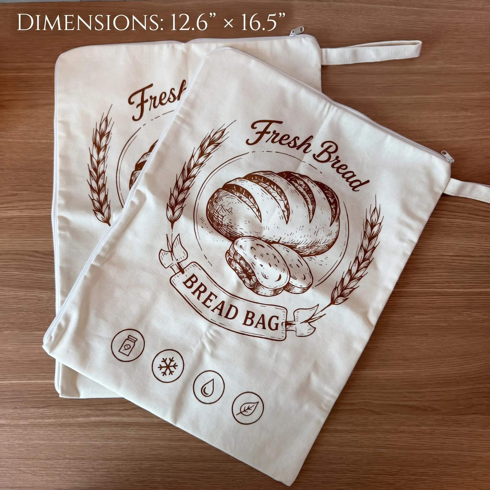 2-Pack Reusable Beeswax Bread Bags (12.6" x 17") - Natural Linen Storage for Homemade Sourdough & Pastries