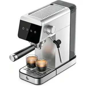 Espresso Machine 20 Bar, Compact Coffee Maker with LED  Screen & Milk Frother, Brushed Stainless Steel Housing Espresso Maker for  & Office, Coffee Machine for Cappuccino, Latte
