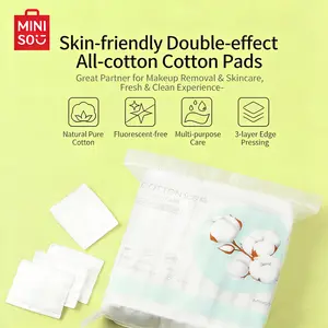 MINISO  Pure Cotton Makeup Remover Pads | Lint-Free, Gentle for Sensitive Skin, Multi-use for Skincare & Makeup Removal
