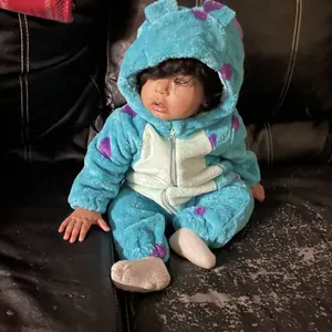 Infant Fleece Jumpsuit Cartoon Animal Horn Hooded Warm Thicken Winter Rompers Outwear Snowsuit for Baby Girls and Boys Baby  Costumes Cute Animal Outfit Funny Monster Costume Gifts