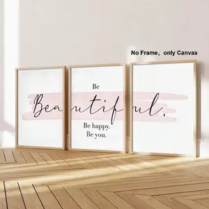 Motivational Canvas Painting without Frame, Unframed Art Print, 3 Counts/set Modern Encouragement Letter Pattern Wall Art, Wall Decor for Home Living Room Bedroom Office