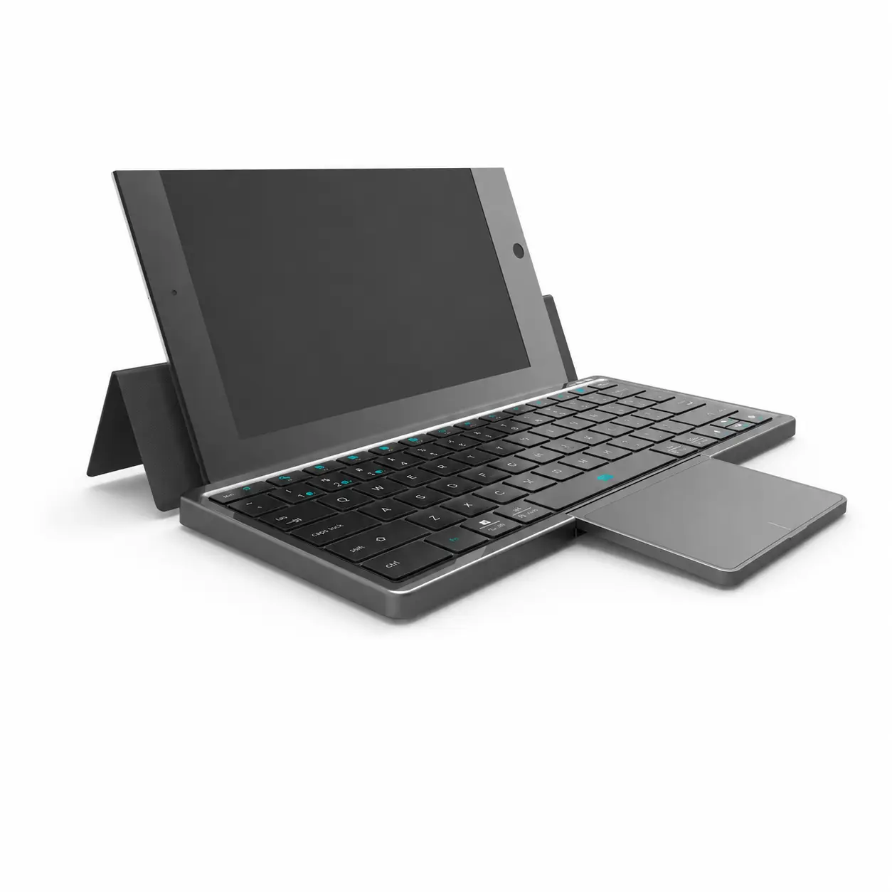 Wireless Bluetooth Keyboard with Hidden Touchpad, Ultra-Slim Portable 3-Channel BT 5.2 Keyboard for iPad/iPhone/Mac/Windows/Android, Rechargeable Travel Keyboard with PU Case Stand