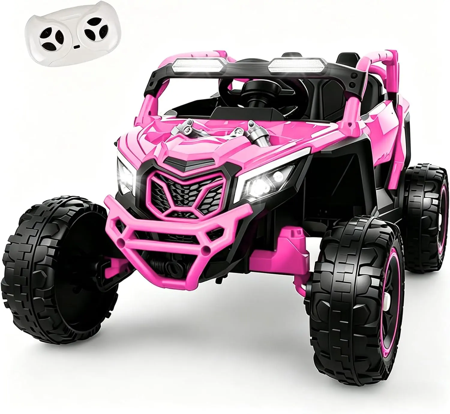 24V 2-Seater Kids' Electric Ride-On UTV/ATV (Ages 3-6), Parental Remote Control, 4-Wheel Suspension, 5MPH Max Speed, Slow Start, 2X200W Motors, Bluetooth, Music, LED Lights, Pink, Ride On Atv