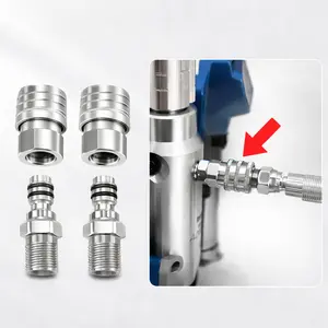 Airless Sprayer Parts 1/4 Inch Stainless Steel Quick Connect, Suitable for Airless Paint Sprayer and Hose Quick Connector, Suitable for Spray Gun and Hose Quick Connector（2-Pack）