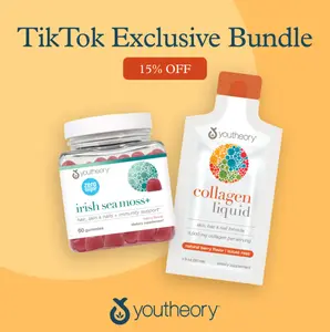 Youtheory Irish Sea Moss Gummies (Zero Sugar, 60ct) + Collagen Liquid 5,000 mg Berry Flavor - Bundle