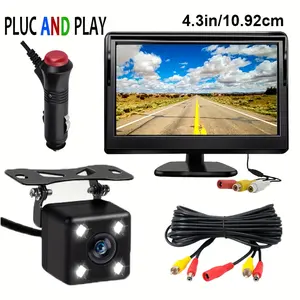 4.3-inch Monitor and Car Backup Camera Kit, Rear View Camera, Plug-and-Play - Simple installation, even beginners can set it up quickly. clearer night vision. Suitable for small to medium-sized vehicles like sedans, SUVs, pickup trucks, and RVs