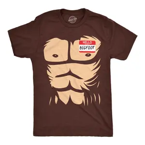 Mens Funny T Shirts Hello My Name Is Bigfoot Sarcastic Sasquatch Graphic Novelty Tee For Men Mens Funny T Shirts Cool Vintage Fashion T-Shirt Gift Classic Menswear Funny Animal Short Sleeve Novelty Tees for Brown -
