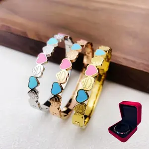 [Forever & Love] Titanium Steel Cuff Bracelet for Women, Durable Open Bangle, No Fading Jewelry Trendy Fashionable Accessories