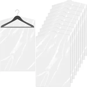 10Pcs (24 x 36 In) Clear Plastic Clothes Covers, Dry Cleaners Bags Hanging Dust-proof Clothing Protector Covers Garment Bags for Home Storage Clothing Stores Dry Cleaning